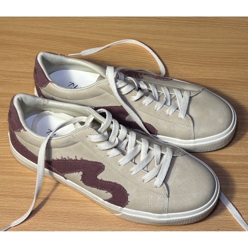Blowfish Malibu Womens Size 9 Canvas Sneakers Cream Mauve Distressed Shoes